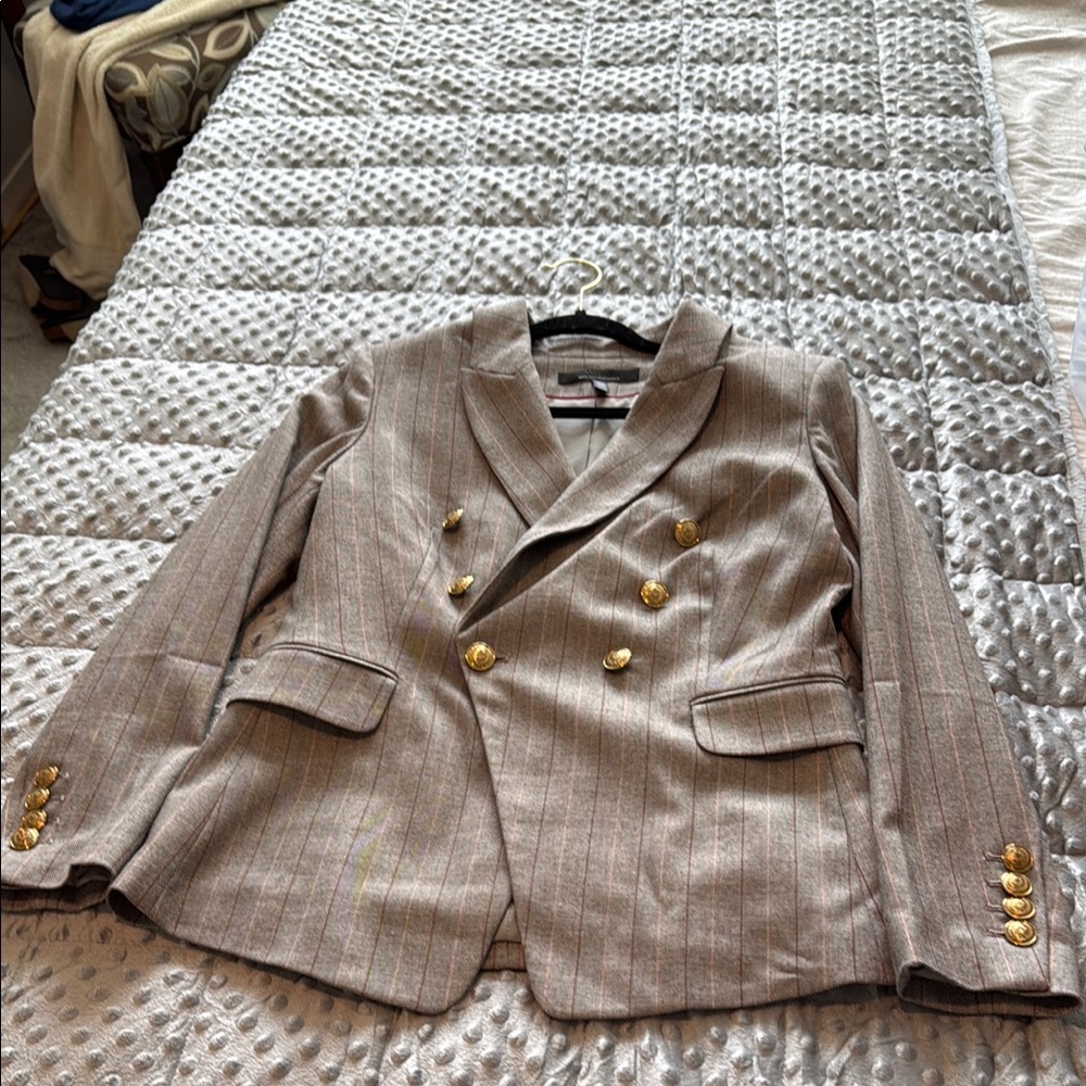 Chic Striped Blazer with Gold Buttons